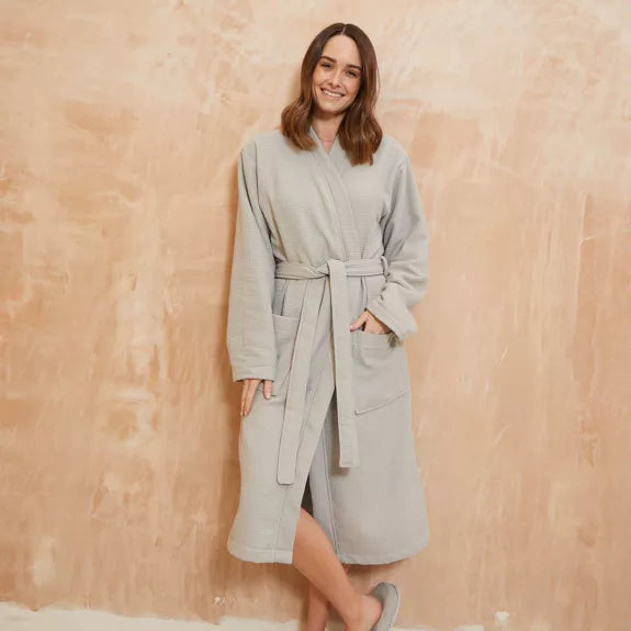 Anthra Grey Waffle Dressing Gown by Chickidee